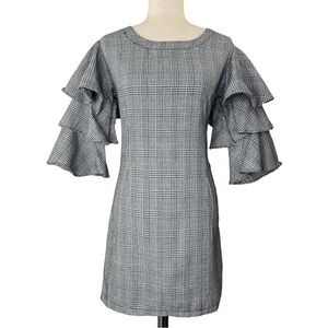 SETTLEDOWN Woman’s Black White Ruffle Sleeve Dress Sz S